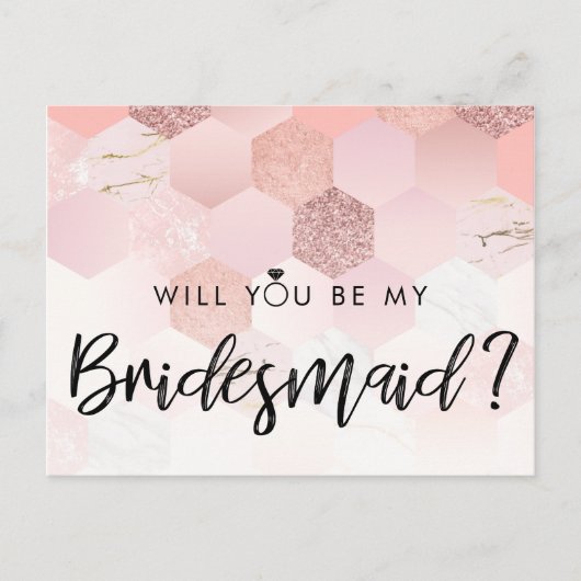 Carte Postale Rose Gold Modern Bridesmaid Proposition (Devant)