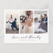 Carte Postale Rose Gold Multi Photo Collage Mariage Merci (Devant)