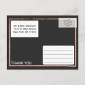 Carte Postale Rose Gold Outline Bordure Mariage noir Merci (Dos)