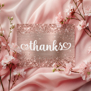 Carte Postale Rose Gold Pailleté Cœurs Mignons Merci pour mes 16