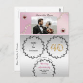 Carte Postale Rose Gold Ruby 40e anniversaire Enregistrer la dat (Devant / Derrière)