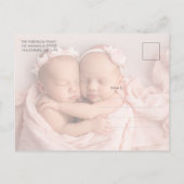 Carte Postale Rose Gold Script Girl Twins Baby Photo Merci (Dos)
