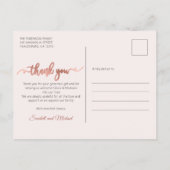 Carte Postale Rose Gold Script Girl Twins Baby Photo Thank You (Dos)