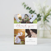 Carte Postale Rose Gold Script Photo Collage Mariage Merci (Debout devant)