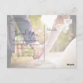 Carte Postale Rose Gold Script Photo Collage Mariage Merci (Dos)
