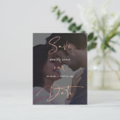 Carte Postale Rose Gold Script Vellum Look Photo Enregistrer la  (Debout devant)
