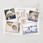 Carte Postale Rose Gold Snowflake 4 Photo Jolly Noël (Devant)