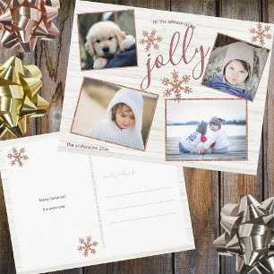 Carte Postale Rose Gold Snowflake 4 Photo Jolly Noël