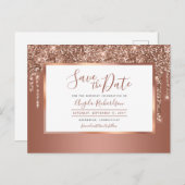 Carte Postale Rose Gold Sparkle Parties scintillant Drips Enregi (Devant / Derrière)