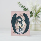 Carte postale rose gothique Angel Decay avec fleur (Debout devant)
