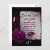 Carte Postale Rose gothique, bougie et emplacement Enregistrer l (Devant / Derrière)