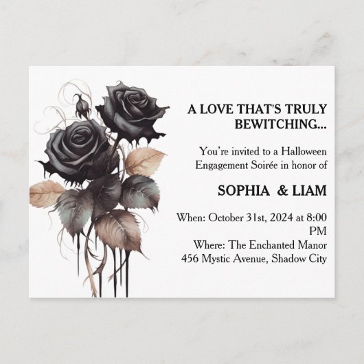 Carte Postale Rose gothique Halloween Engagement Party Invitatio (Devant)