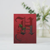 Carte Postale Rose gothique Monogramme H (Debout devant)