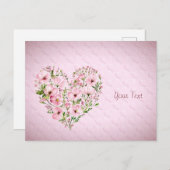 Carte postale Rose Heart Floral (Devant / Derrière)