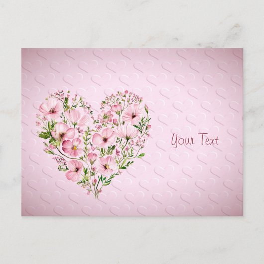 Carte postale Rose Heart Floral (Devant)