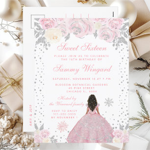 Carte Postale Rose Hiver Peau Sombre Princesse Sweet Seize Ans