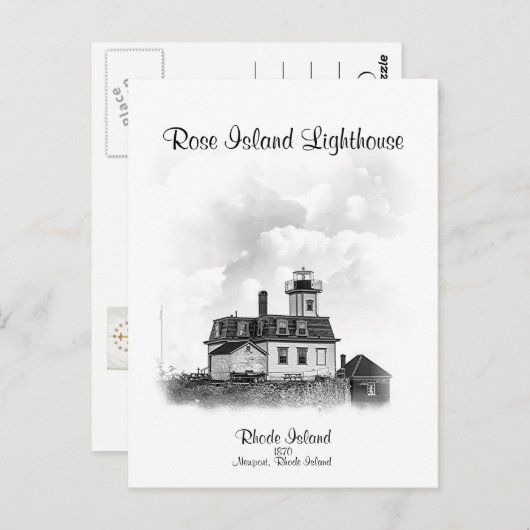 Carte Postale Rose Island Lighthouse - Newport, Rhode Island (Devant / Derrière)