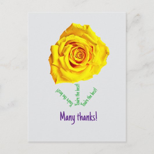 Carte Postale Rose jaune (Devant)