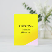 Carte Postale rose jaune abstrait ajouter nom titre texte motif  (Debout devant)