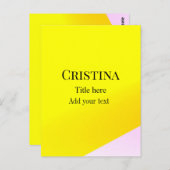 Carte Postale rose jaune abstrait ajouter nom titre texte motif  (Devant / Derrière)