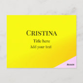 Carte Postale rose jaune abstrait ajouter nom titre texte motif  (Dos)