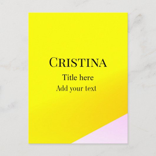 Carte Postale rose jaune abstrait ajouter nom titre texte motif  (Devant)