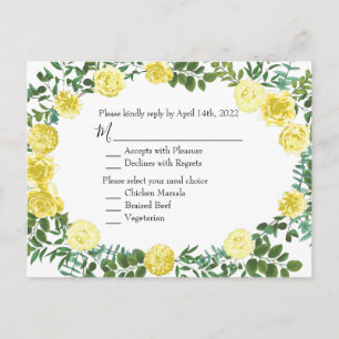 Carte Postale Rose jaune clair Vintage Mariage de printemps