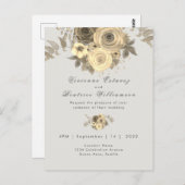 Carte Postale rose jaune faire-part de mariage gris pâle (Devant / Derrière)