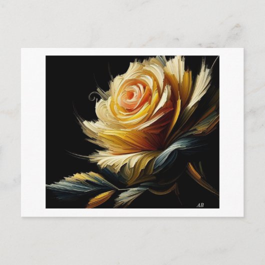 Carte Postale Rose jaune sur le noir, (Devant)