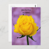 Carte postale rose jaune unique (Devant / Derrière)