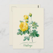 Carte Postale Rose jaune vintage (Devant / Derrière)