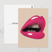 CARTE POSTALE ROSE LIPS MOUTH KISS (Devant / Derrière)