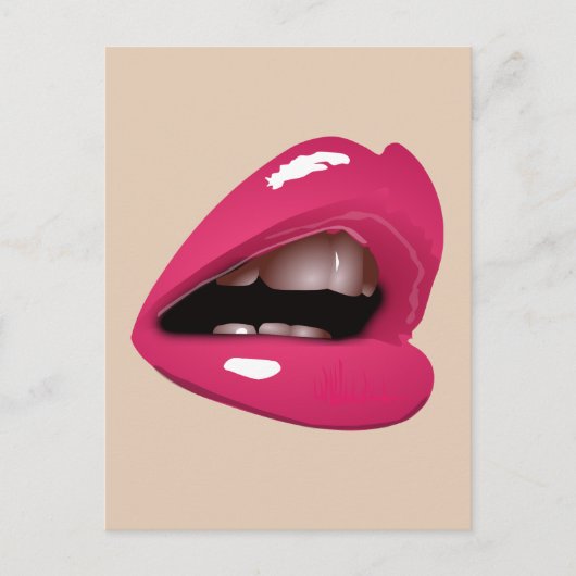 CARTE POSTALE ROSE LIPS MOUTH KISS (Devant)