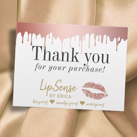 Carte Postale Rose LipSense Distributor Gold Dripping Merci
