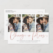 Carte Postale Rose manuscrit moderne Gold Mariage Postponction (Devant / Derrière)