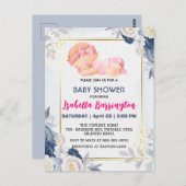 Carte Postale Rose mignonne bébé fille Rose fleurs baby shower e (Devant / Derrière)