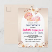Carte Postale Rose mignonne bébé fille rose fleurs baby shower e (Devant / Derrière)