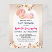 Carte Postale Rose mignonne bébé fille rose fleurs baby shower e (Devant)