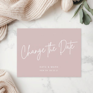 Carte Postale Rose minimal moderne Changer le Faire-part de date