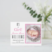 Carte Postale Rose moderne C'est une fille ! Faire-part de naiss (Debout devant)