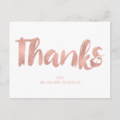Carte postale Rose moderne Gold Love Mariage Merci (Devant)