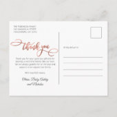 Carte Postale Rose moderne Gold Script Baby Girl Photo Merci (Dos)