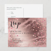 Carte Postale Rose moderne Gold tendance Mariage budget (Devant / Derrière)