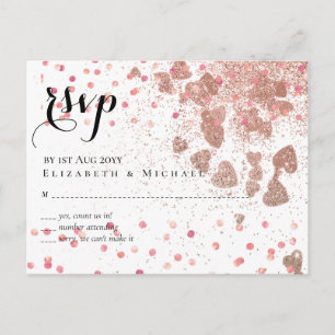 Carte Postale Rose moderne Gold tendance Mariage budget