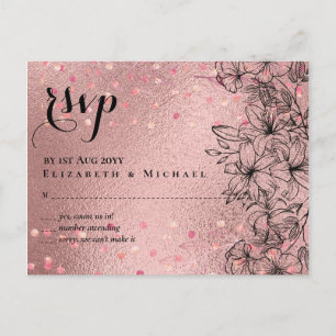 Carte Postale Rose moderne Gold tendance Mariage budget