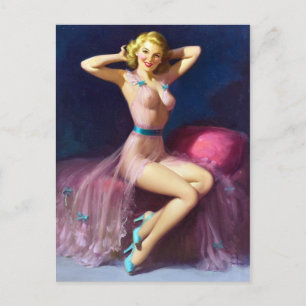 Carte Postale Rose Nighty Pin Up