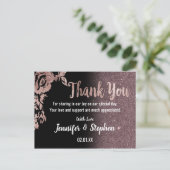 Carte Postale Rose noir Parties scintillant or Merci Floral (Debout devant)