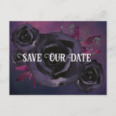Carte Postale Rose noir violet photo Enregistrer notre date (Devant)