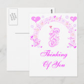 Carte Postale Rose, Notes de musique de Love_ (Devant / Derrière)