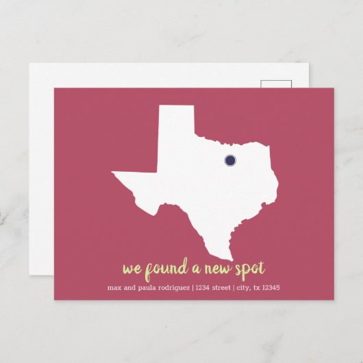 Carte Postale Rose Nous avons trouvé un nouvel endroit - Texas M (Devant / Derrière)